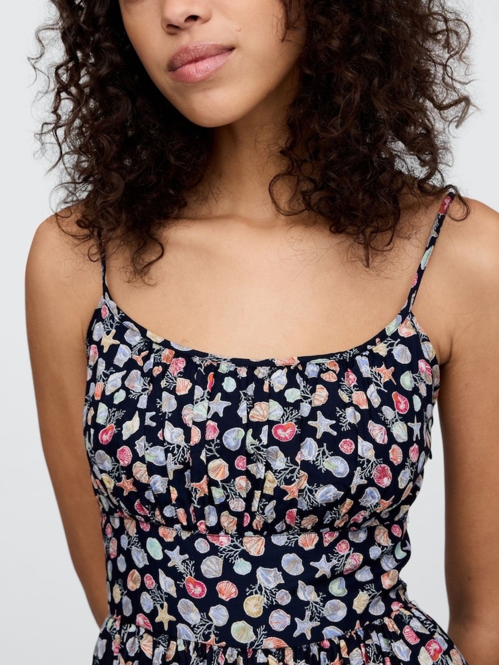 Gap Tie-Strap Cami Midi Dress seashell print NWT Size Small
